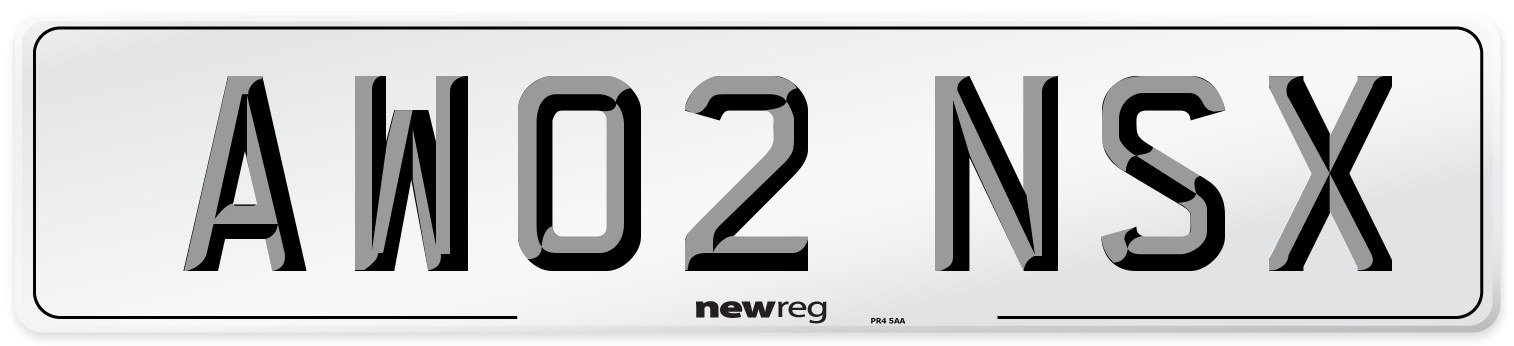 AW02 NSX Number Plate from New Reg